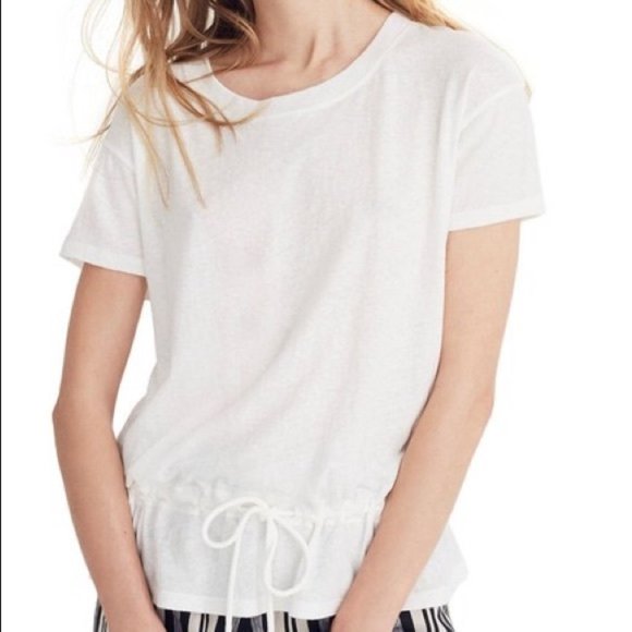 Madewell Tops - NWOT Madewell Bright Ivory Drawstring Tee Sz L